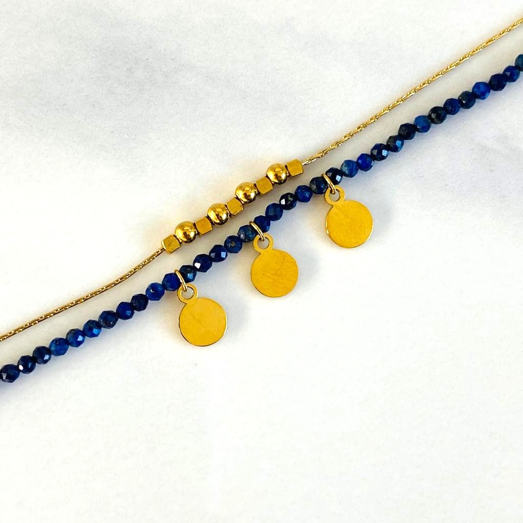 Collier double Stone Bleu
