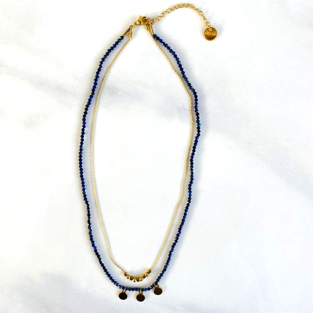 Collier double Stone Bleu