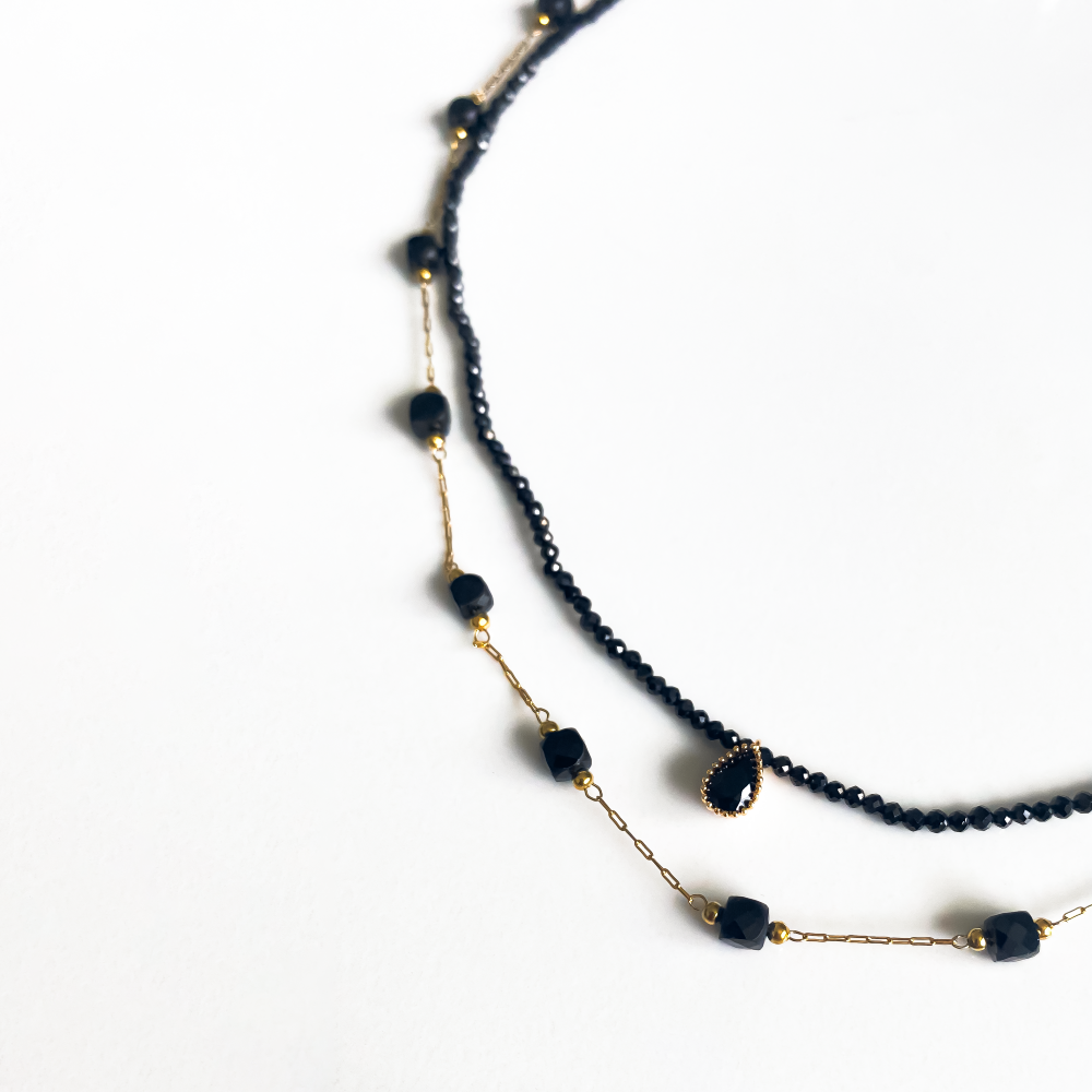 Collier double Maharani noir