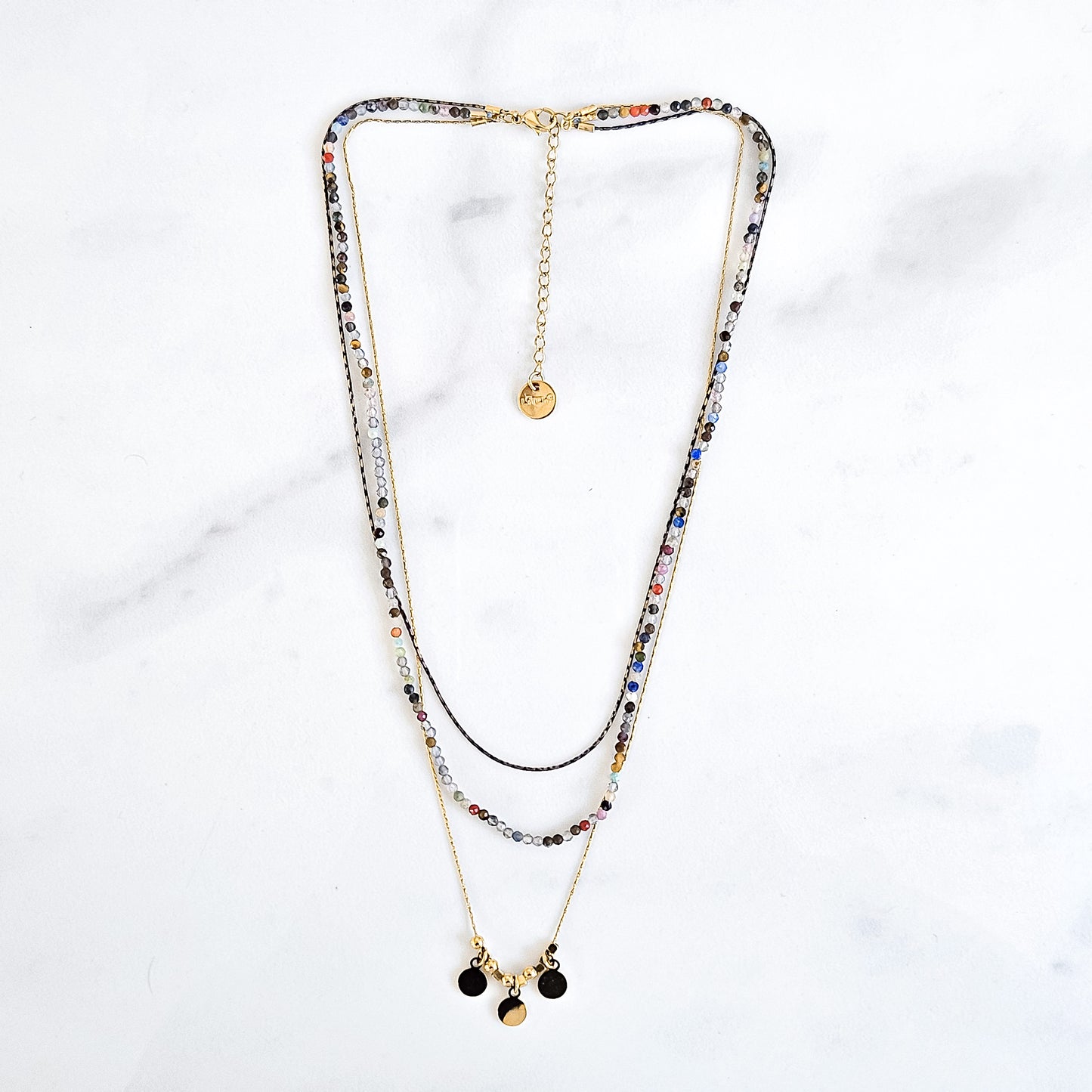 Collier triple Stone Ronds
