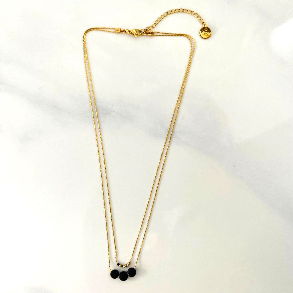 Collier double lune Noir Mini moon