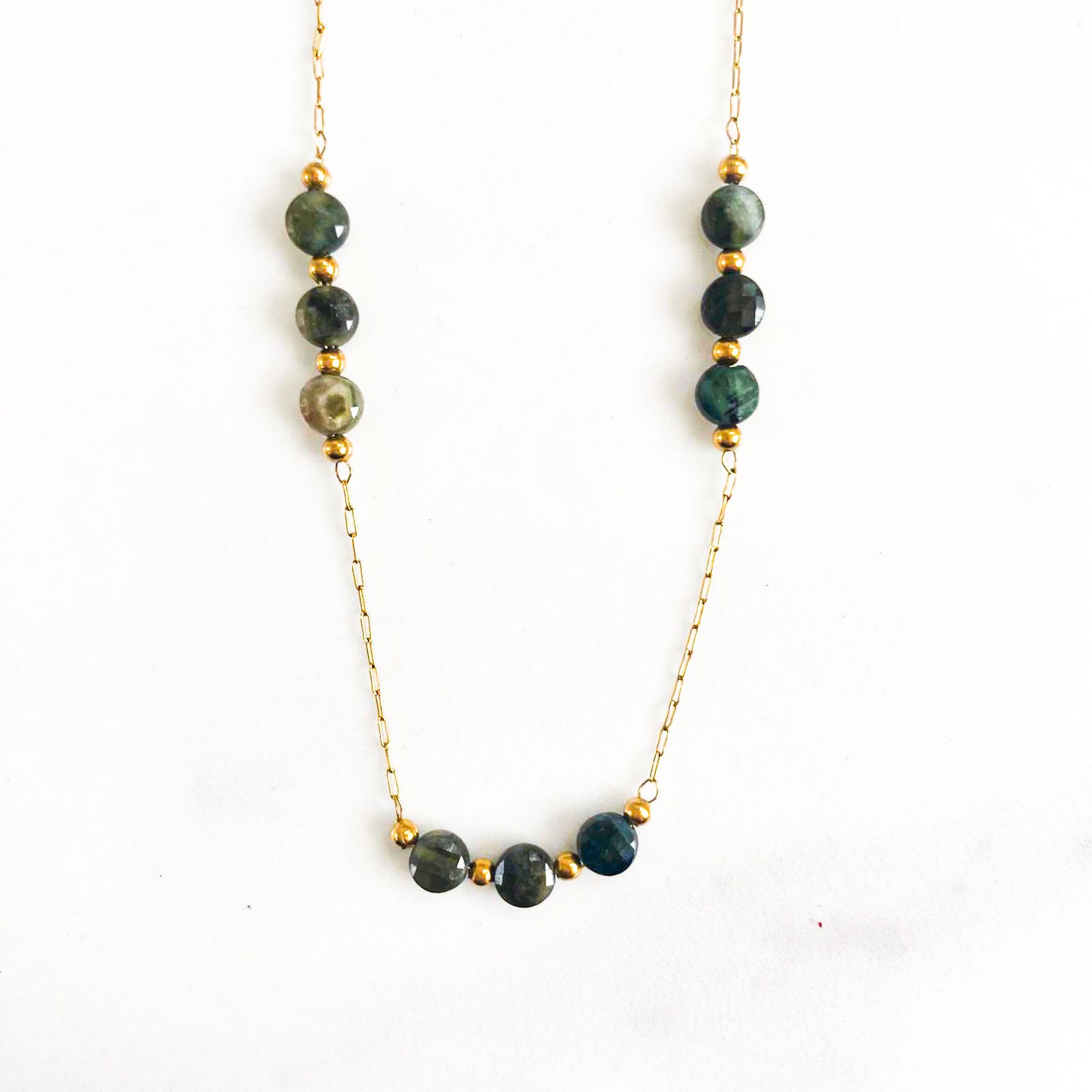 Collier cubes rose unakite