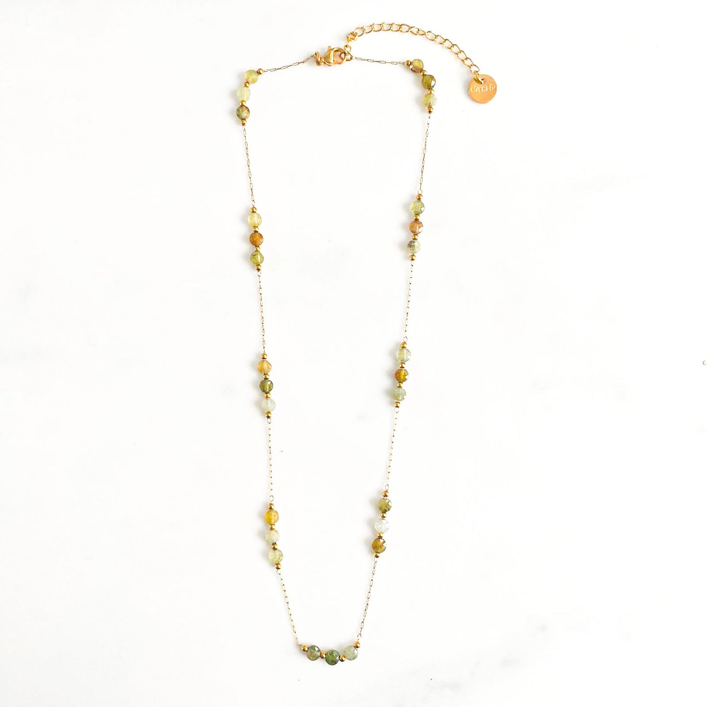 Collier mini galets vert ruby zoisite