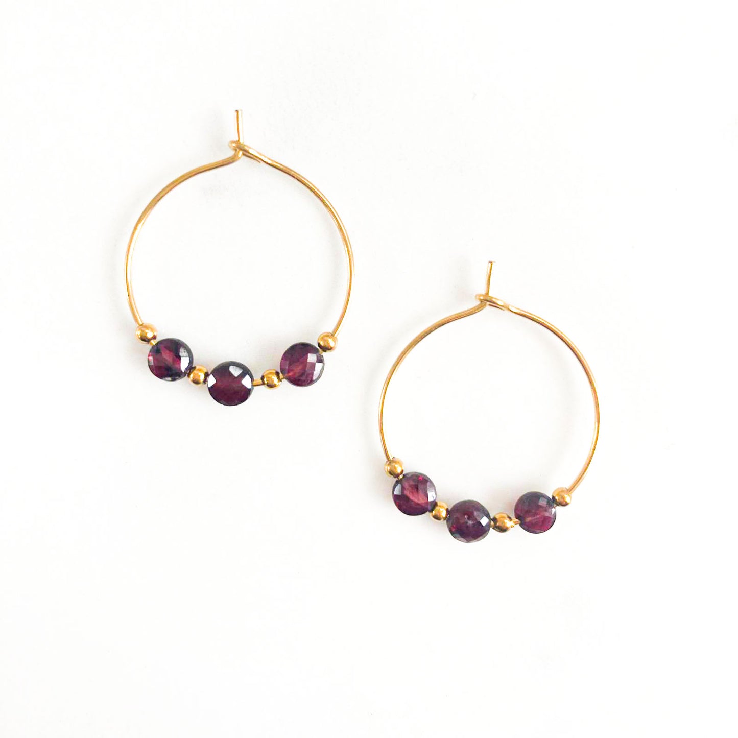 Boucles d'oreillesgalets grenats