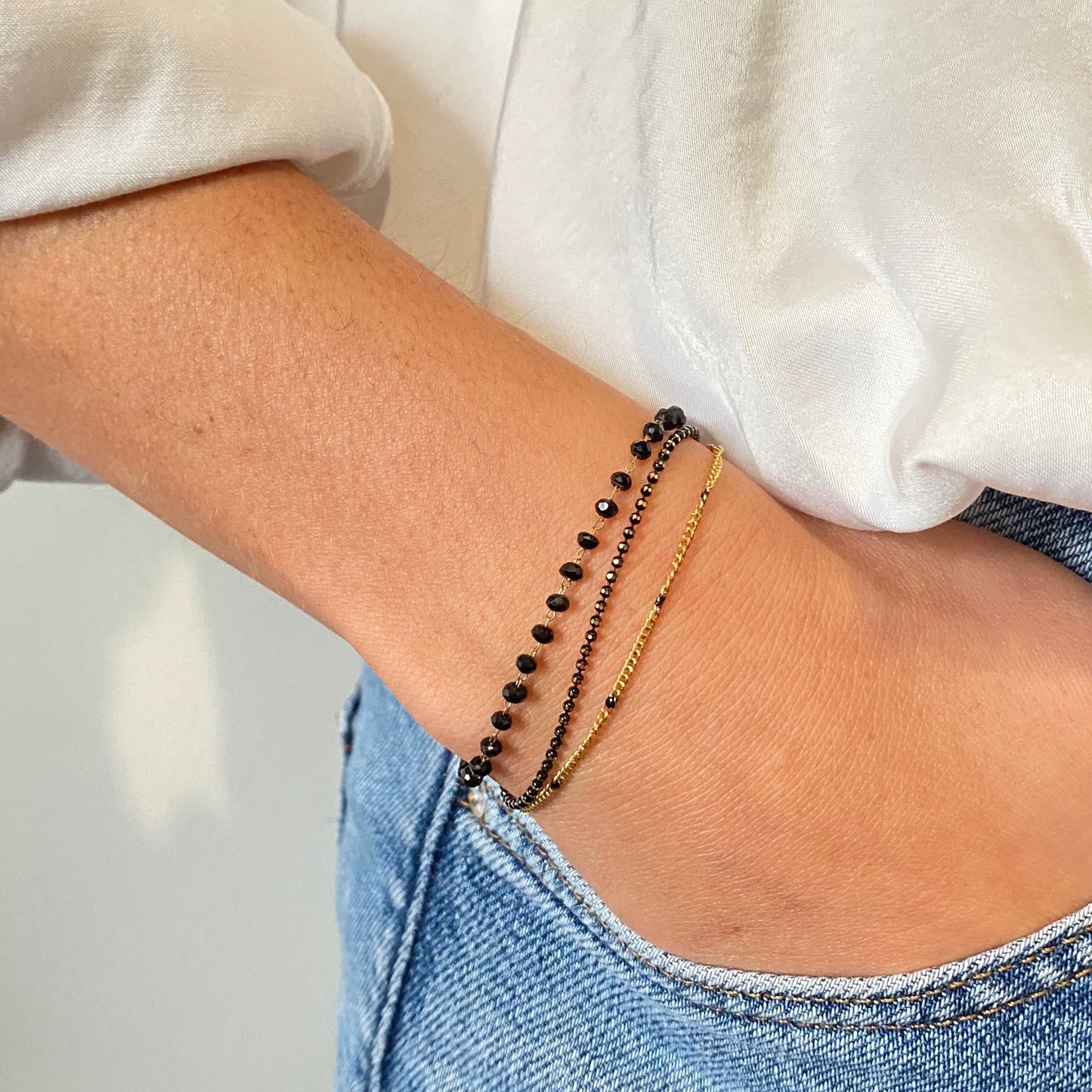 Bracelet Infini triple noir