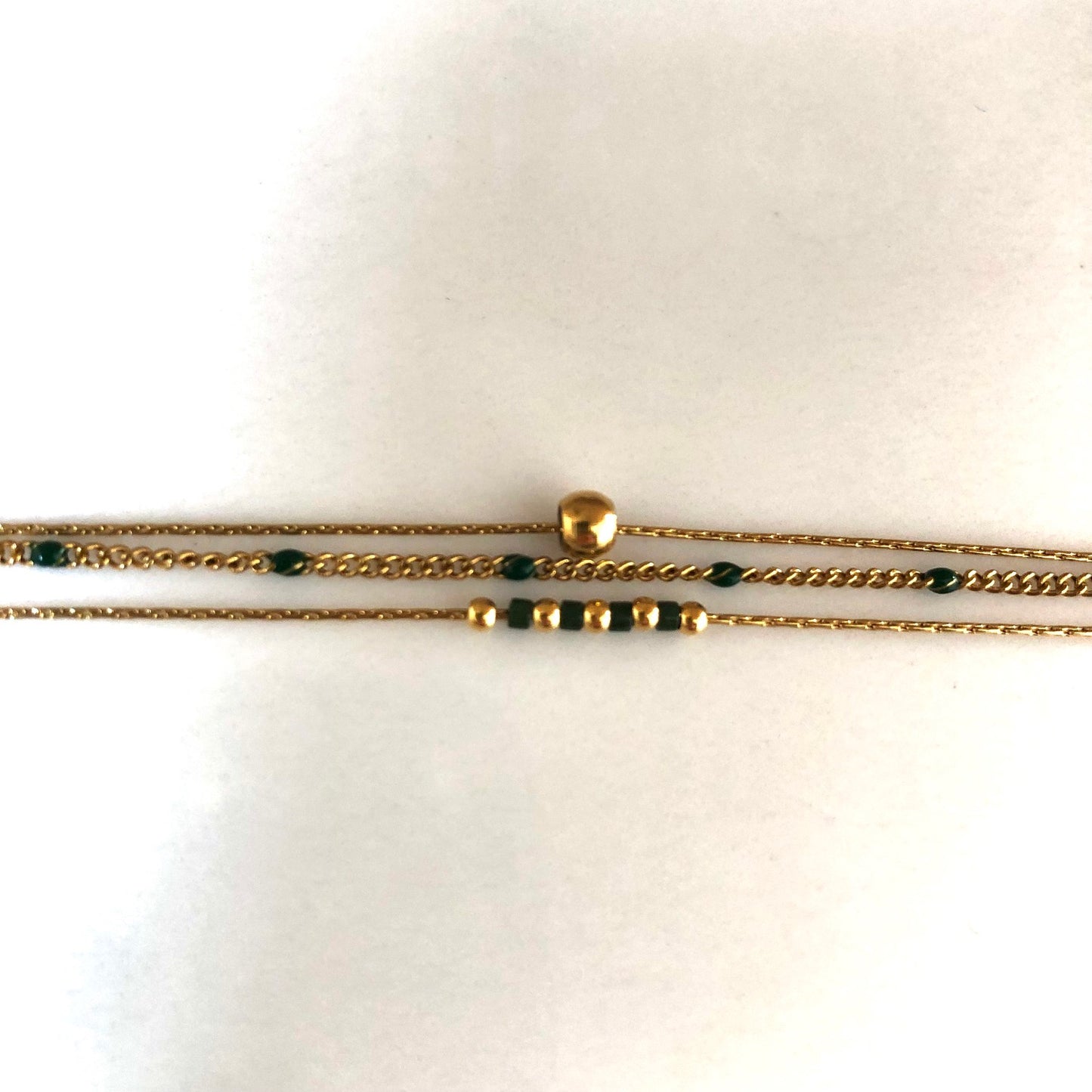 Collier triple Anna vert