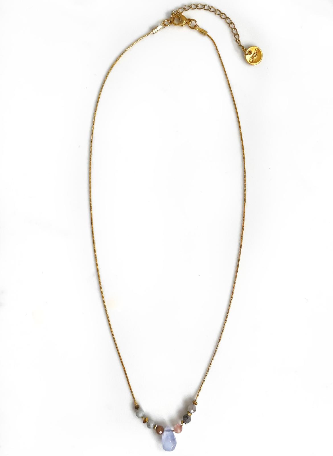 Collier drop baroque gris