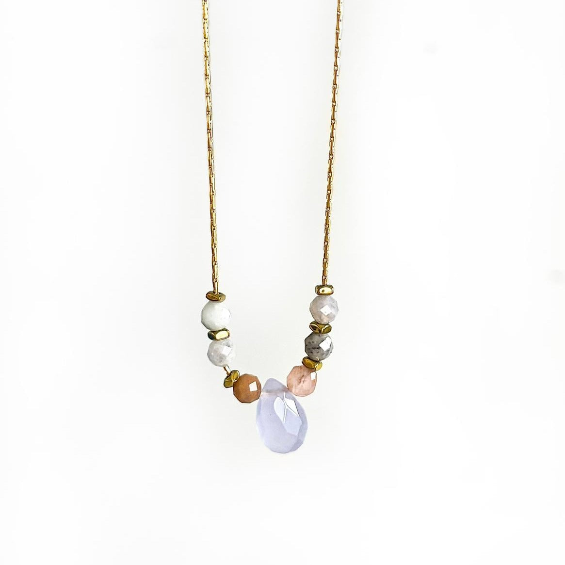 Collier drop baroque gris