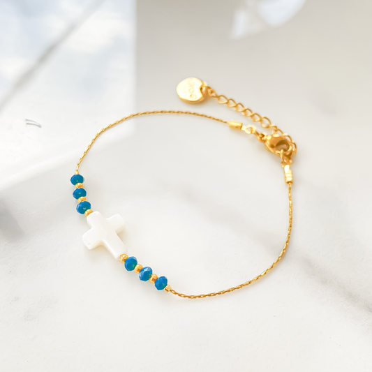 Bracelet Croix de Nacre Pétrole