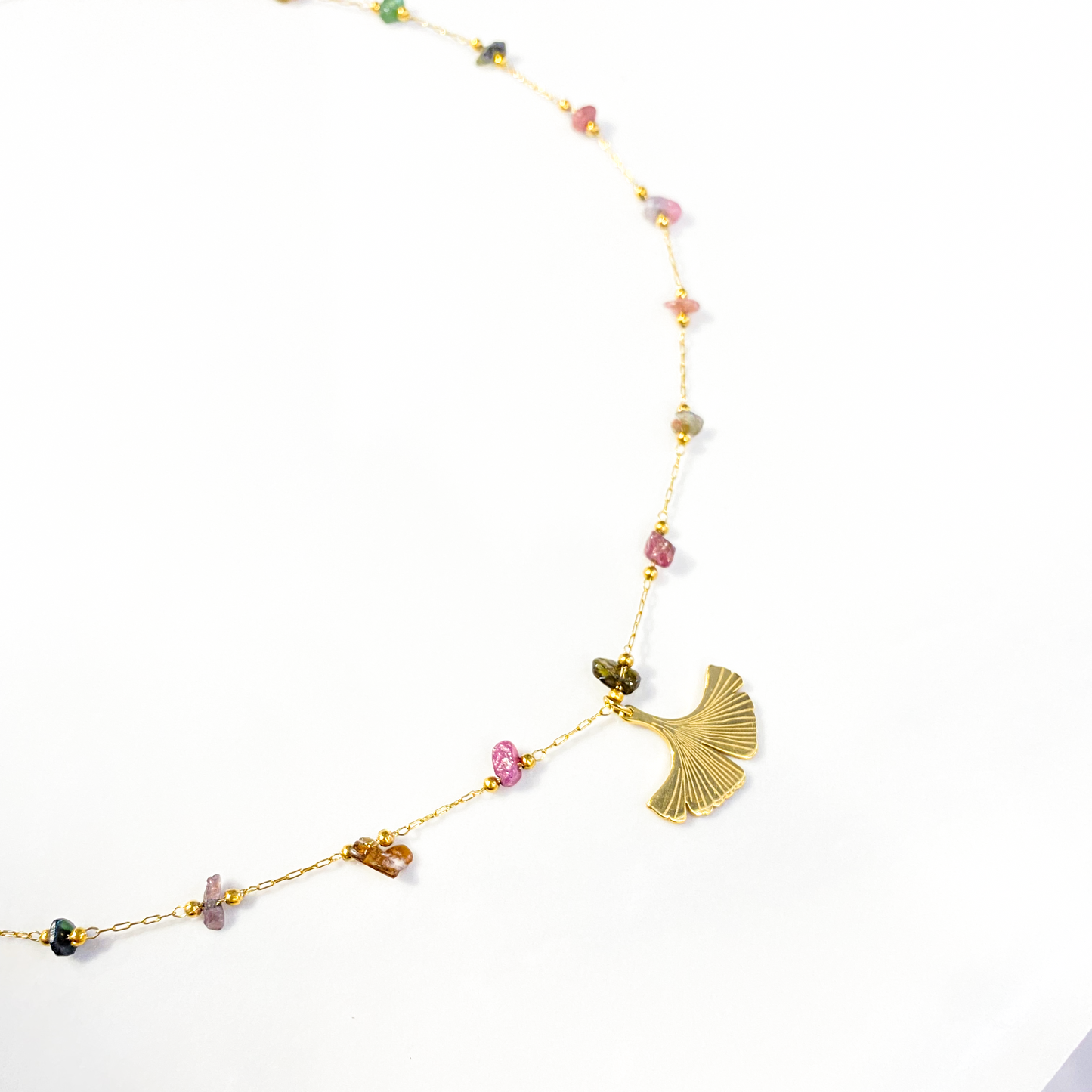 Sautoir Gingko Tourmaline