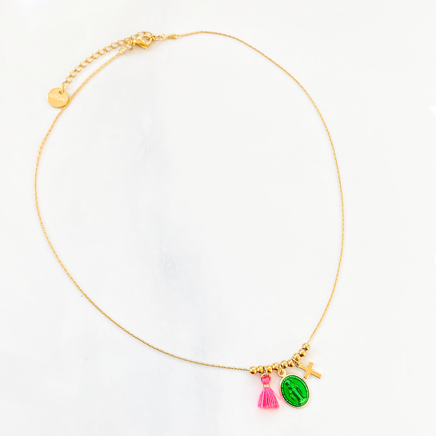 Collier Rainbow Mary Médailles précieuses Vert