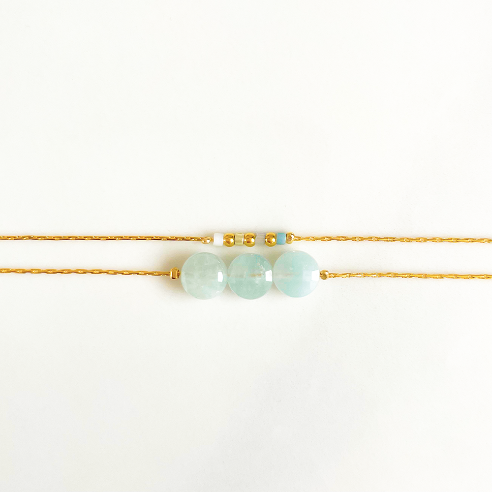 Bracelet double lune Bleu Mini moon
