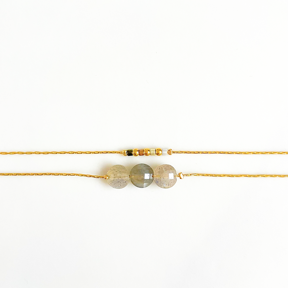 Bracelet double lune gris Mini moon