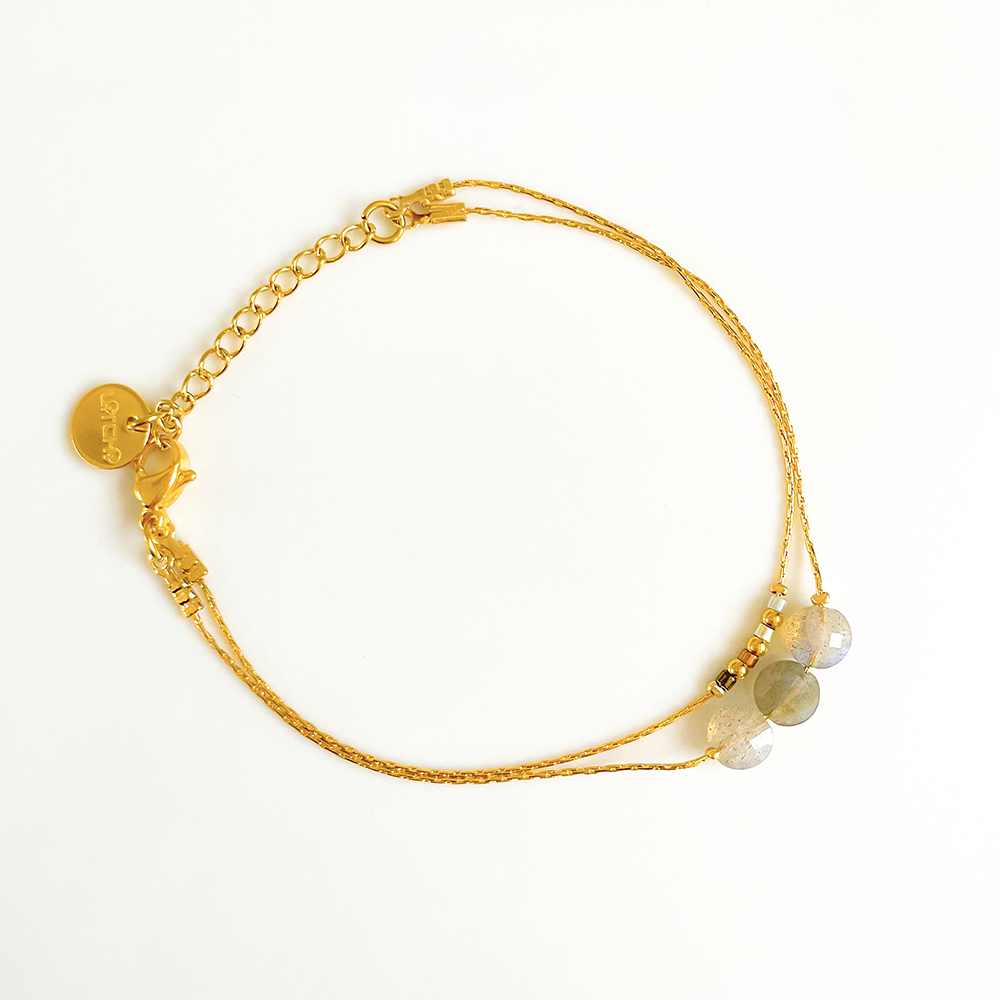 Bracelet double lune gris Mini moon