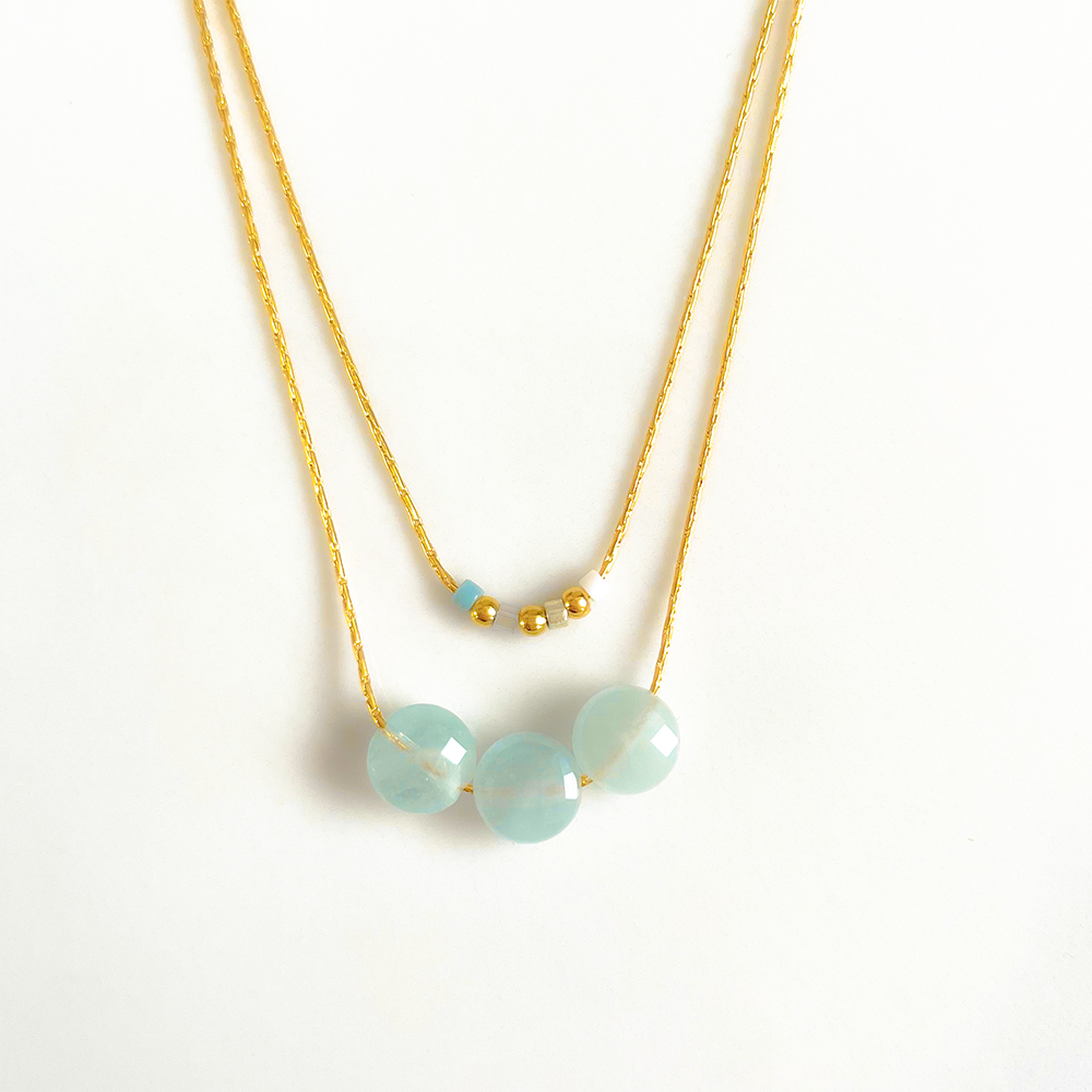 Collier double lune Bleu Mini moon