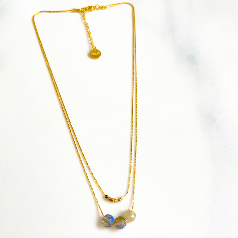 Collier double lune gris Mini moon