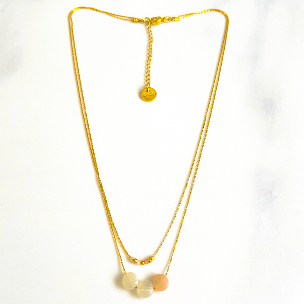 Collier double lune Rose Mini moon