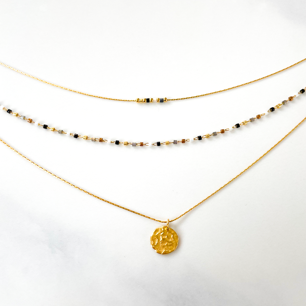 Collier triple Miyuki NOIR