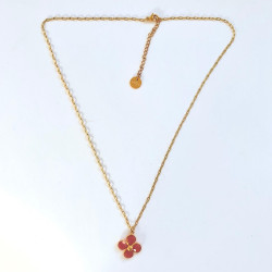 Collier Trèfle Précieux cornaline