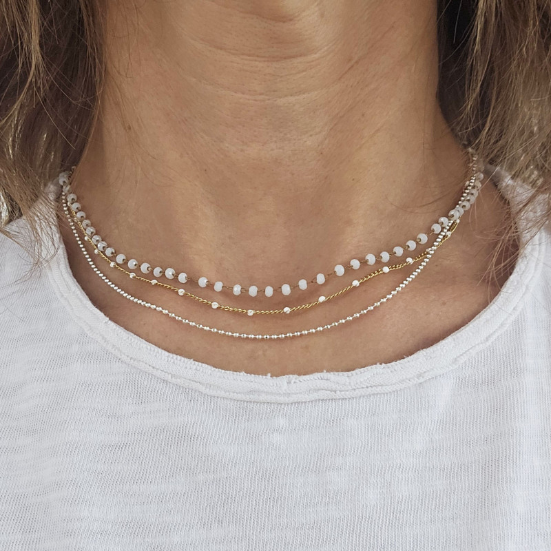 Collier Infini multi rangs Blanc