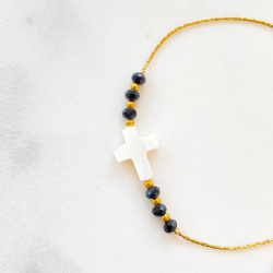 Bracelet Croix de Nacre Noir