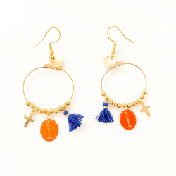 Créoles Rainbow Mary Médailles Oranges