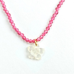 Collier fleur de tiaré rose