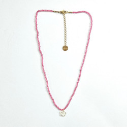 Collier fleur de tiaré rose