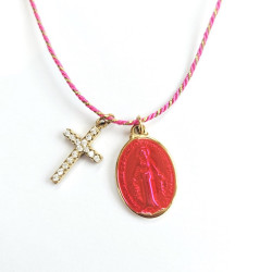 Rainbow Mary Pink Lucky Charm Necklace