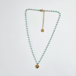 Collier Perolina Coeur Turquoise