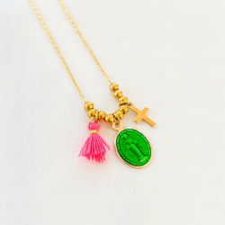 Necklace Rainbow Mary Médailles précieuses Vert