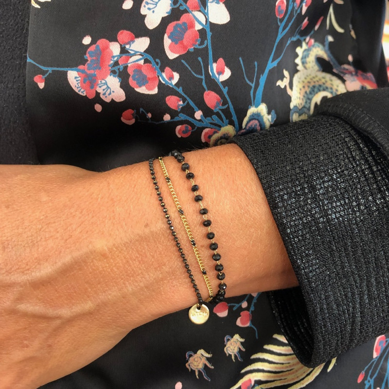 Bracelet triple Noir infini