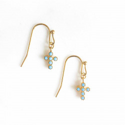Boucles d'oreilles croix turquoises