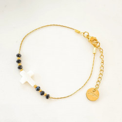 Bracelet Croix de Nacre Noir