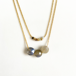 Double Grey moon necklace Mini moon