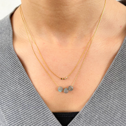 Double Grey moon necklace Mini moon