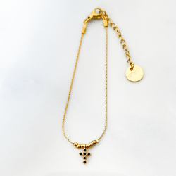 Bracelet chaîne serpent mini croix noire