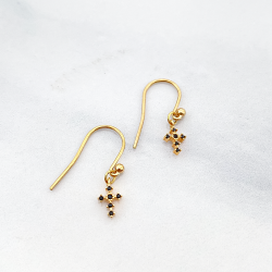 Boucles black Mary mini croix noire