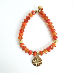 Bracelet elastiqué Rose des vents Orange