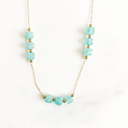 Necklace cubes turquoise amazonite