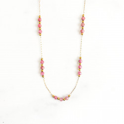 Necklace mini galets Pink rodocrosite