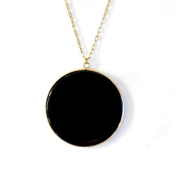 Long necklace pendule Obsidiene