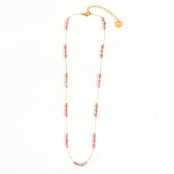 Collier mini galets rose rodocrosite