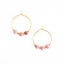 Boucles d'oreillesgalets rose rodocrosite