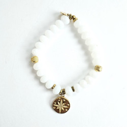 Bracelet elastiqué Rose des vents Blanc