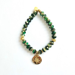 Bracelet elastiqué Rose des vents Vert