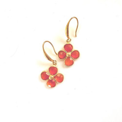 Boucles d'oreilles Trèfle Précieux cornaline