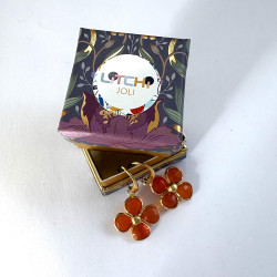 Boucles d'oreilles Trèfle Précieux cornaline