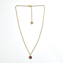 Collier square agate colorée rouge