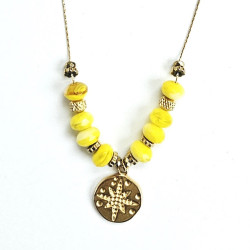 Collier Rose des vents Jaune